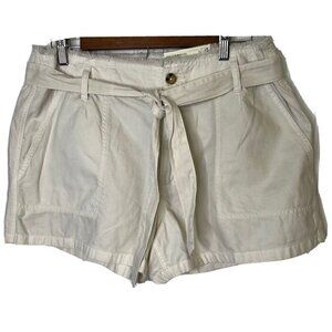 ana ‘A New Approach’ Women’s NWT High-Rise  Frayed Tie Waist Cream Tan Shorts-14
